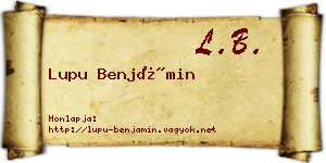 Lupu Benjámin névjegykártya